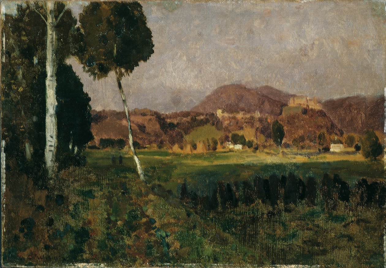 Castelo de Hohensalzburg com Gaisberg de Adolf Gustav Ditscheiner