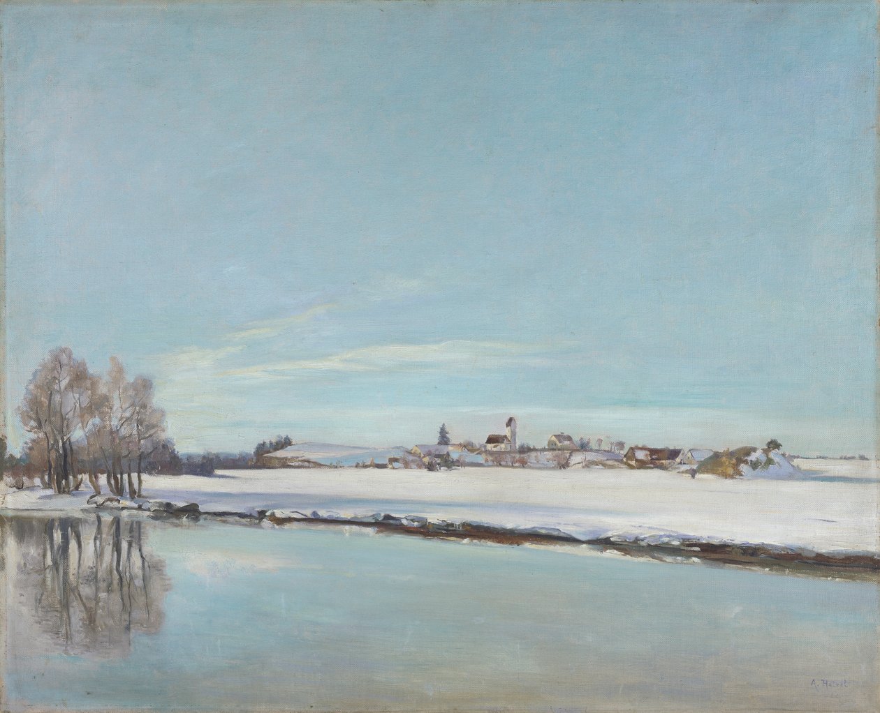 Paisagem de Inverno (Paisagem em Dachau) de Adolf Holzel