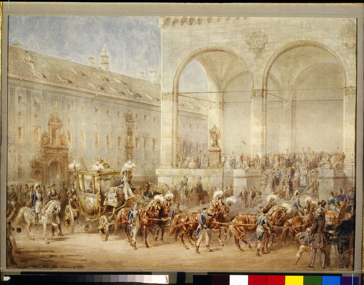 Cerimônia de partida do imperador Nicolau I (Nicolai Pavlovich Romanov de Adolf Jossifowitsch Charlemagne