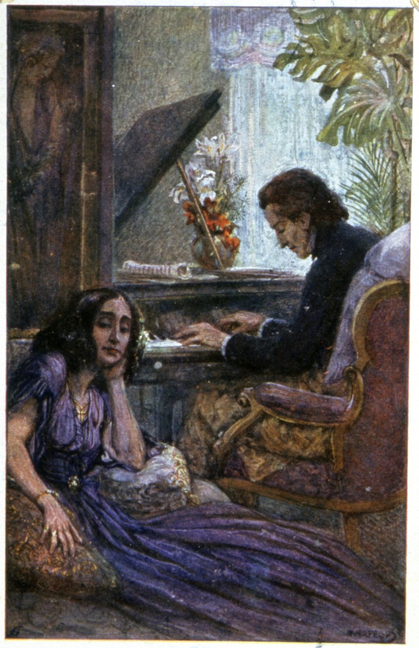 O compositor Chopin e o romancista George Sand