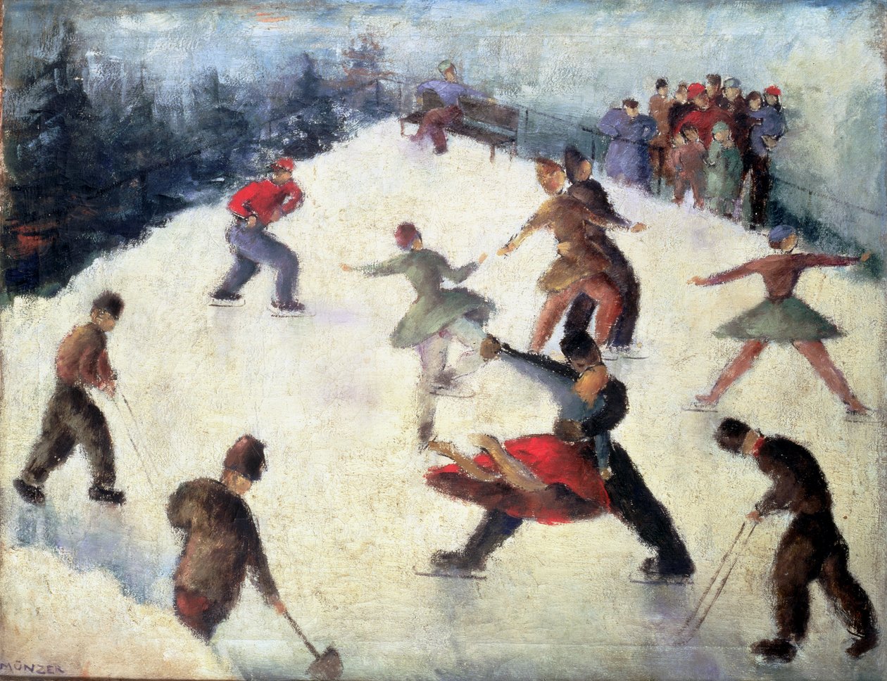 Cena de patinagem de inverno c.1920 de Adolf Munzer