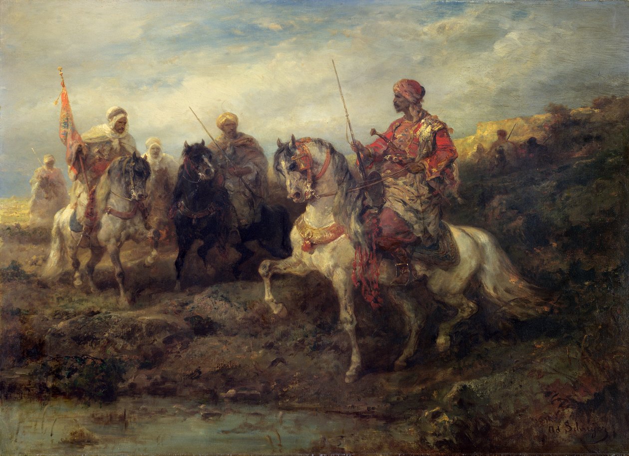 Guerreiros árabes a cavalo de Adolf Schreyer