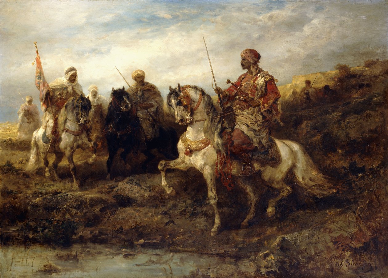 Guerreiros árabes a cavalo, de Adolf Schreyer