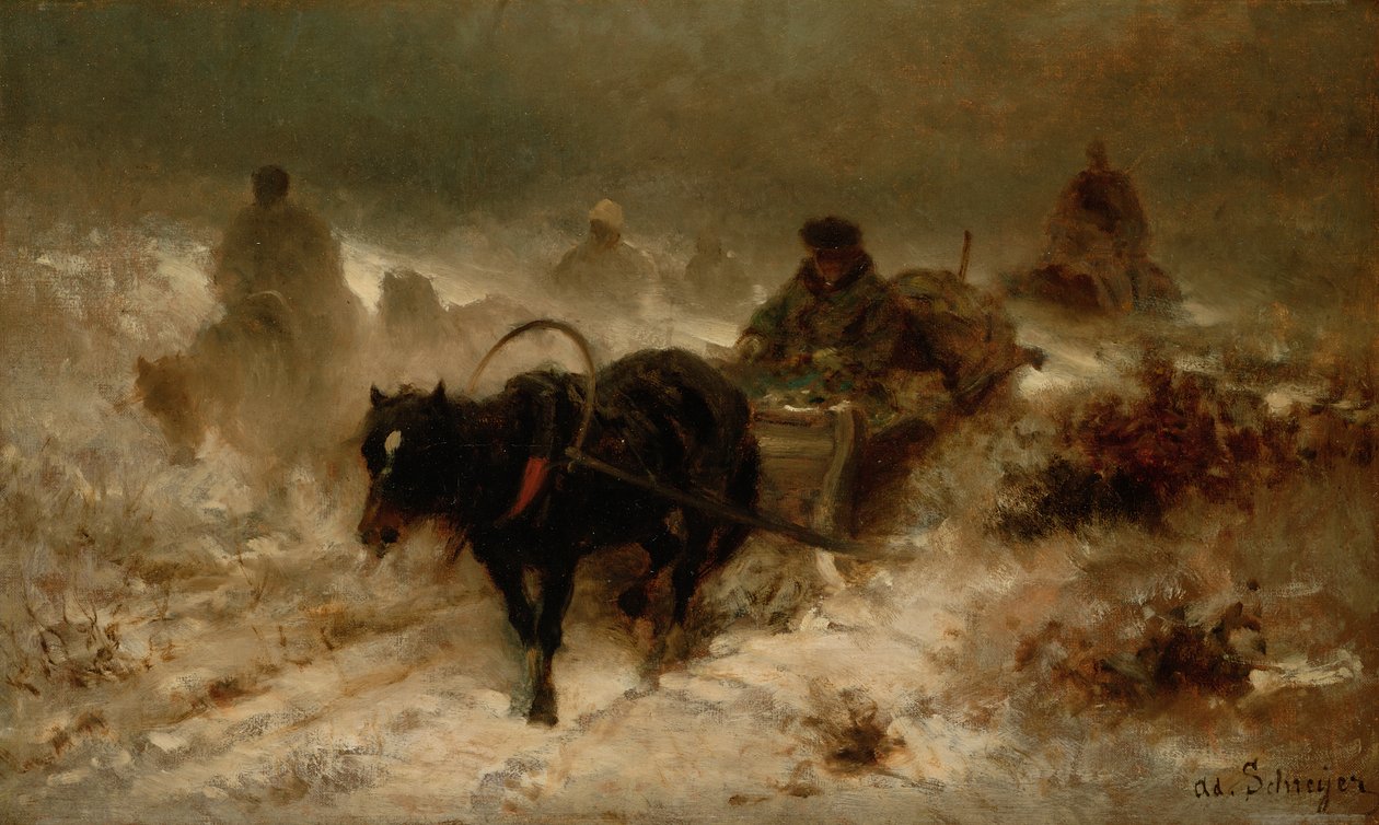 Voltando para casa, século 19 de Adolf Schreyer