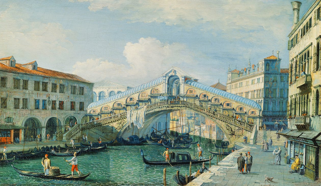 A ponte de Rialto no Grande Canal, Veneza de Adolf Sukkert
