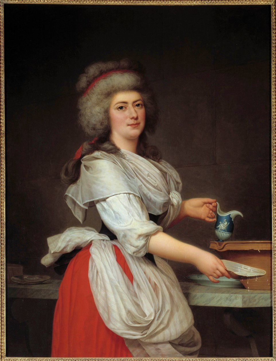 Retrato de Madame Aughie, criada da Rainha de França Maria Antonieta Pintura de Adolf Ulrich Wertmuller (1751 - 1811) Século XVIII Museu Nacional de Estocolmo de Adolf Ulrich Wertmuller