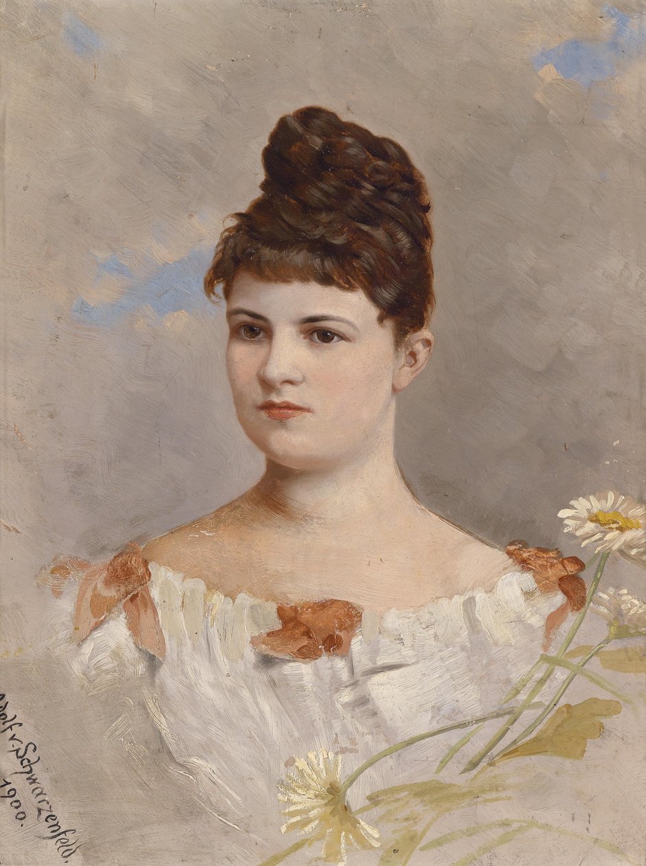 Retrato de Ottilie Schneitt von Schwarzenfeld de acordo com a etiqueta na parte de trás de Adolf d. Ä. Schreitter von Schwarzenfeld