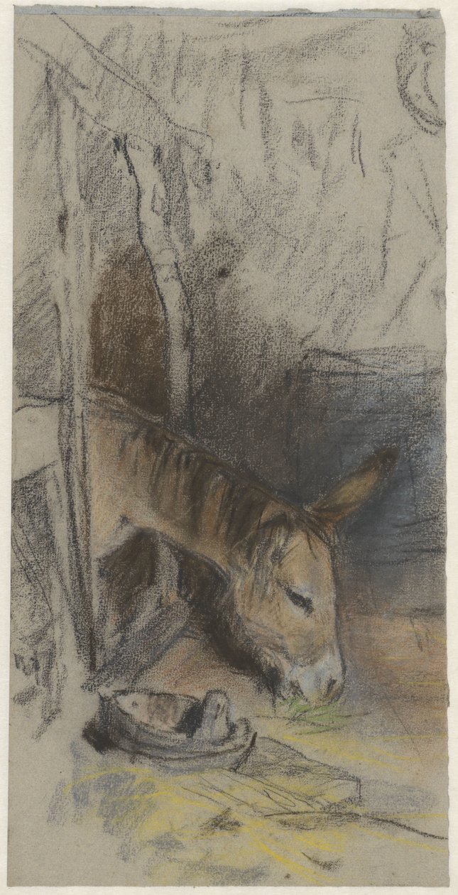 Estável com um burro que come de Adolf le Comte