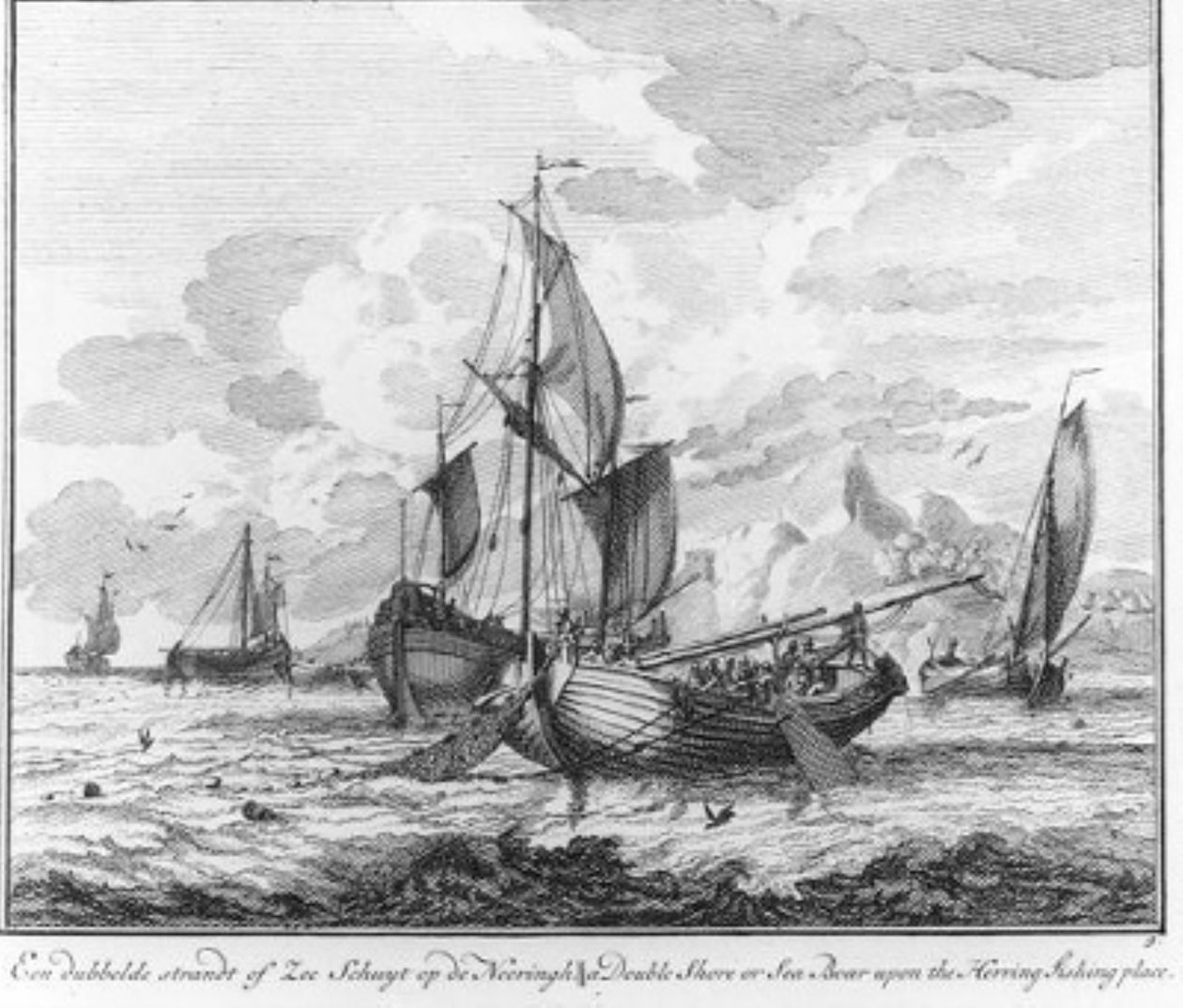 «Uma embarcação dupla de praia ou de mar no comércio» (n.º 9 da série sobre a pesca do arenque) de Adolf van der Laan