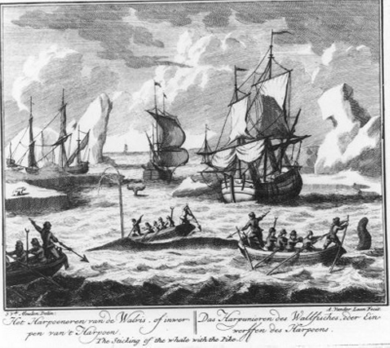«A arpoação da baleia, ou o lançamento do arpão» (n.º 2 da série sobre a caça à baleia) de Adolf van der Laan