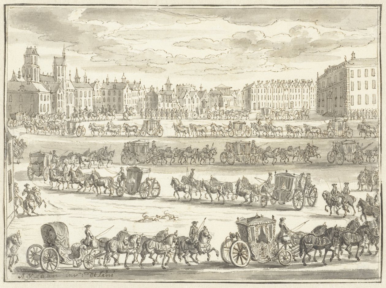 Entrada de Cornelis Hop como embaixador em Paris, 23 de Junho de 1719 de Adolf van der Laan
