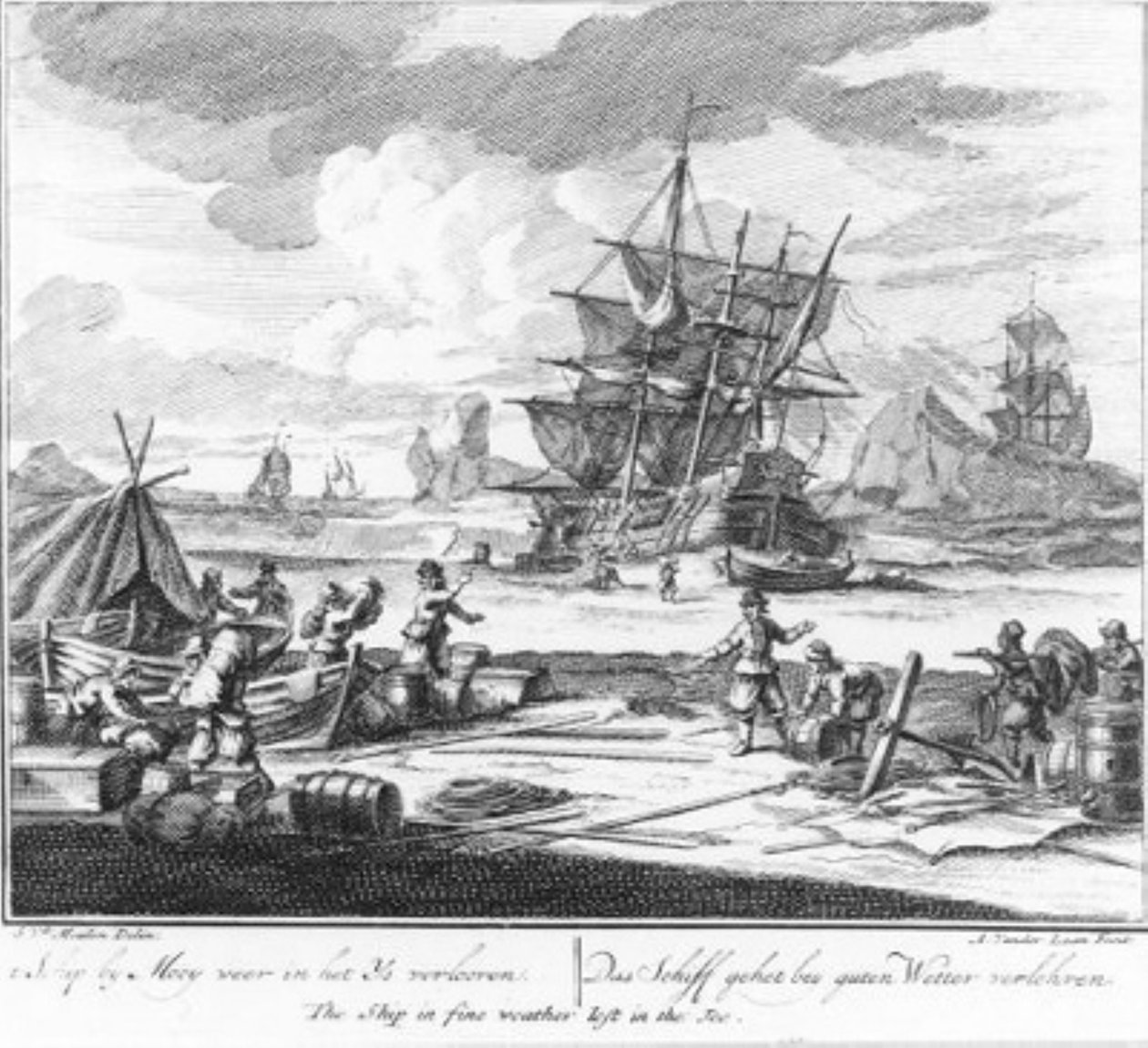 «O navio perdido no gelo com bom tempo» (n.º 12 da série sobre a caça à baleia) de Adolf van der Laan