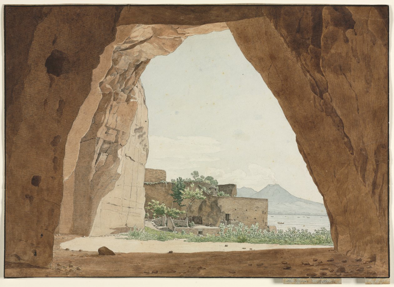 Vesúvio e a Baía de Nápoles de uma caverna de Adolf von Heydeck
