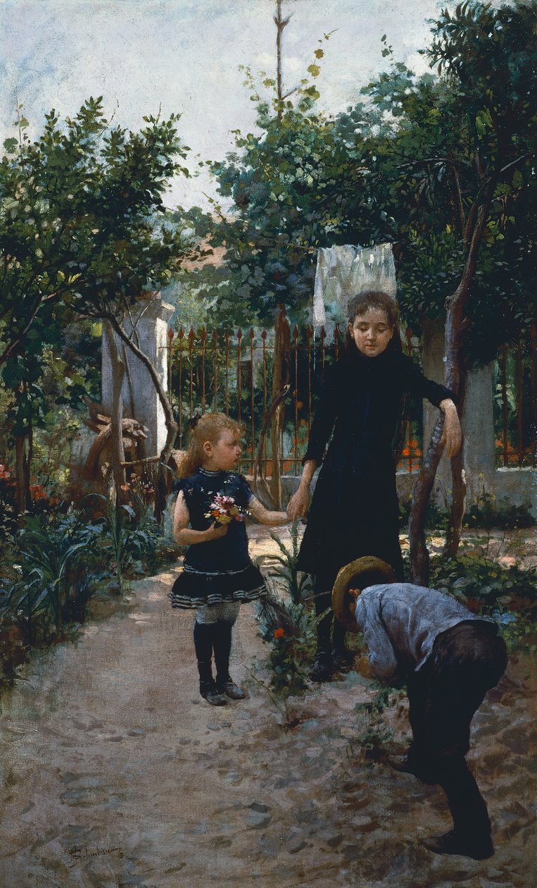 Crianças no jardim de Adolfo Belimbau