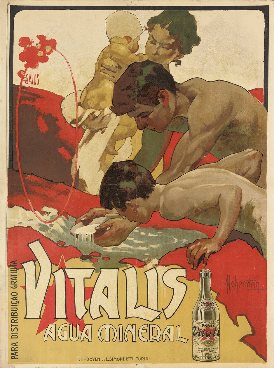 Cartaz publicitário da água mineral "Vitalis", 1895 de Adolfo Hohenstein