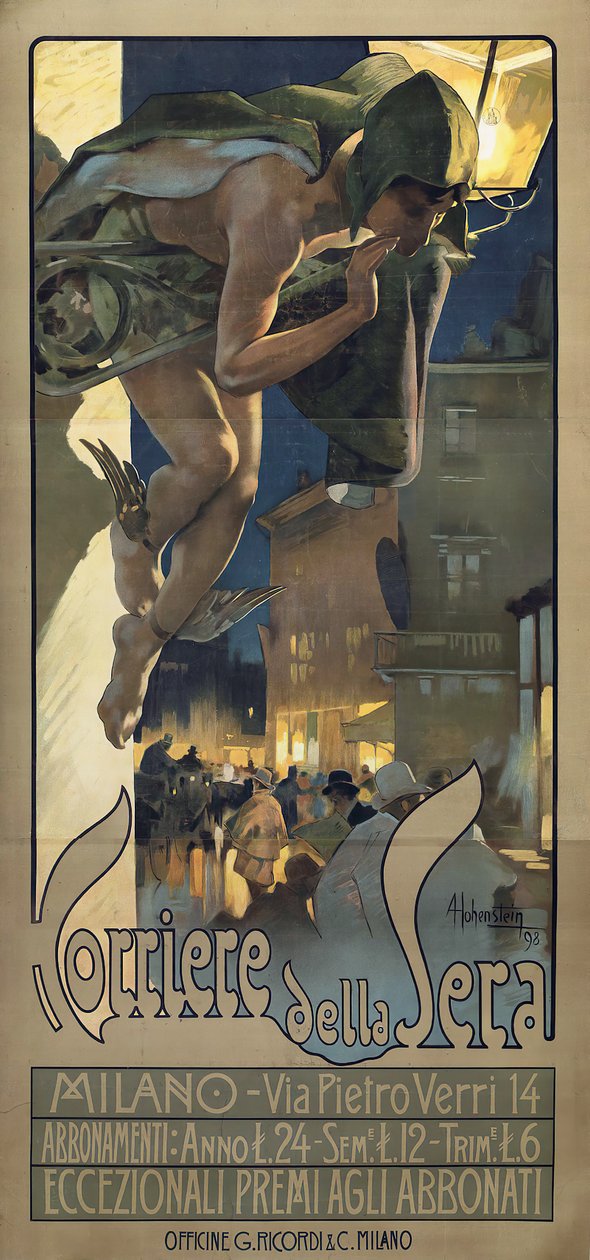 Corriere della Sera, 1898. de Adolfo Hohenstein