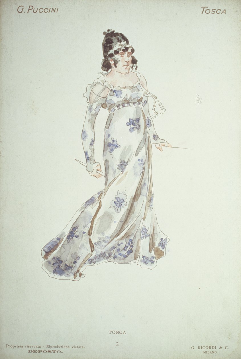 Figurinos em &39;Tosca&39; de Giacomo Puccini (1858-1954) de Adolfo Hohenstein