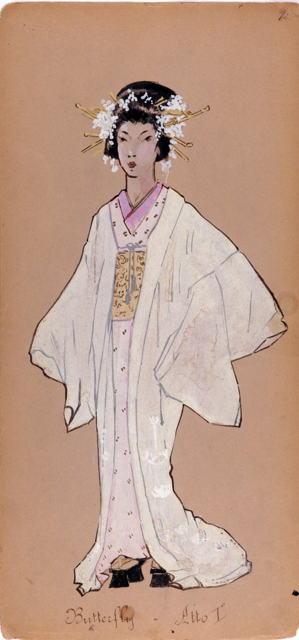 Traje do personagem de Cii cio san para a ópera Madame Butterfly de Giacomo Puccini de Adolfo Hohenstein