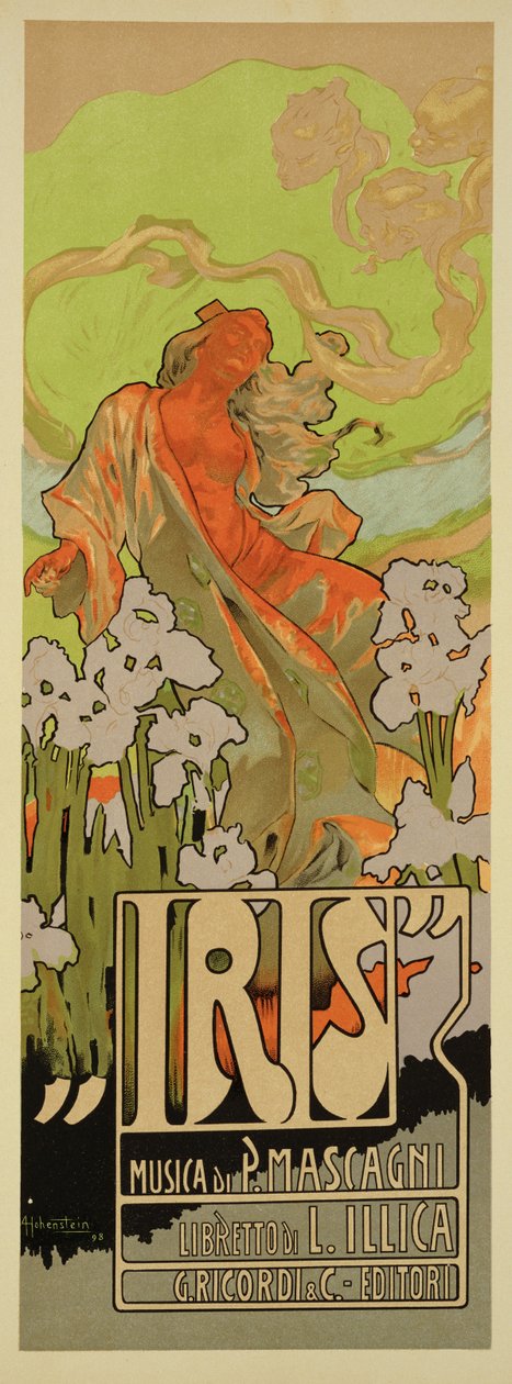 Capa de Score e Libretto da ópera &39;Iris&39;, 1898 de Adolfo Hohenstein