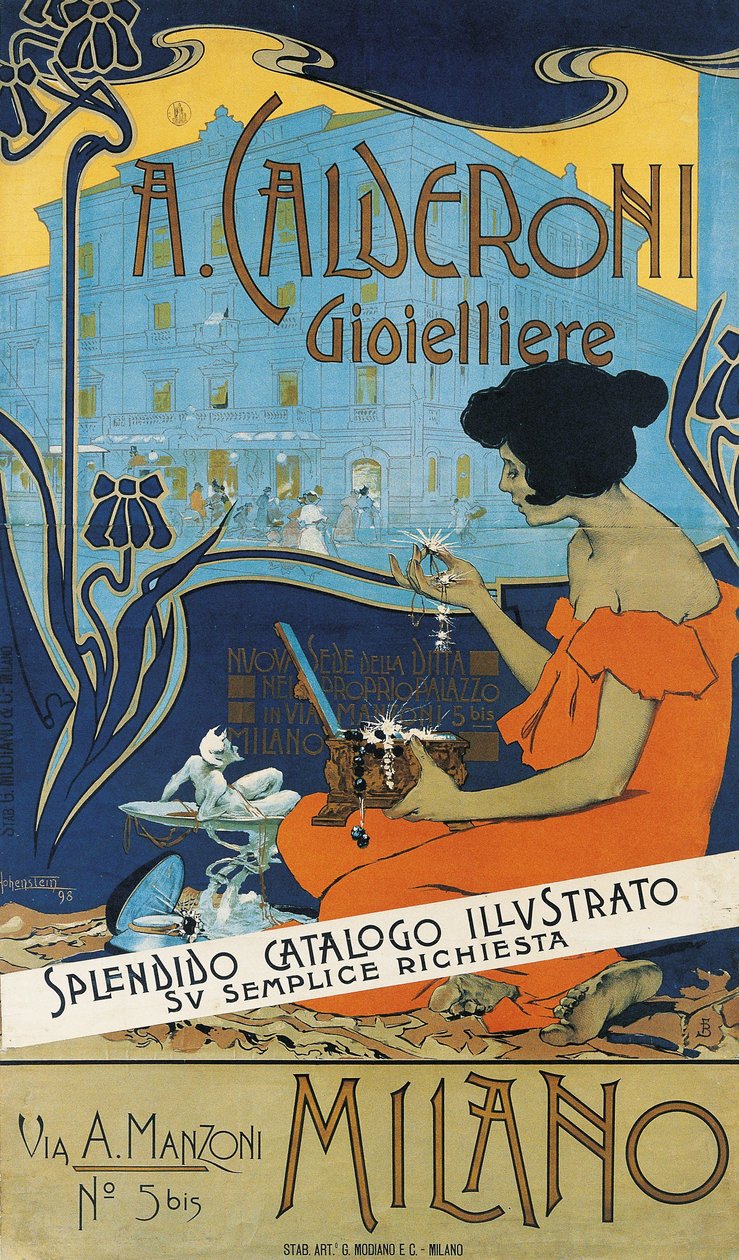 Joalheiro A. Calderoni A. Calderoni Joalheiro, Milão, 1898 de Adolfo Hohenstein
