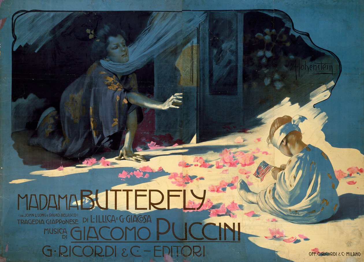 Cartaz da ópera "Madame Butterfly" de Giacomo Puccin de Adolfo Hohenstein