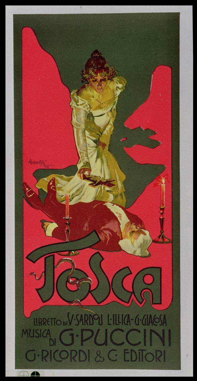 Tosca, cartaz publicitando um espectáculo de Adolfo Hohenstein