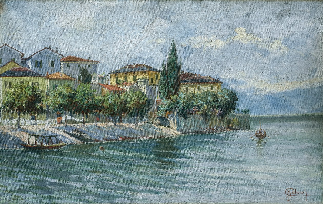 Paisagem do Lago Maggiore (óleo sobre tela) de Adolfo Polaroli