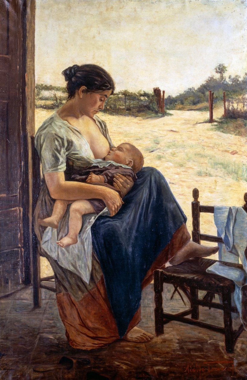 Maternidade, por Adolfo Tommasi (1851-1933), óleo sobre tela de Adolfo Tommasi