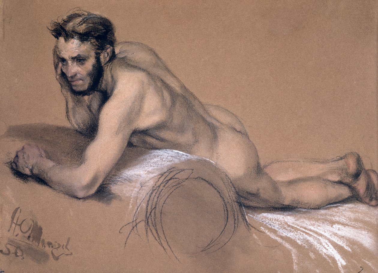 Alegoria do Rio Oder (pastel sobre papel) de Adolph Menzel