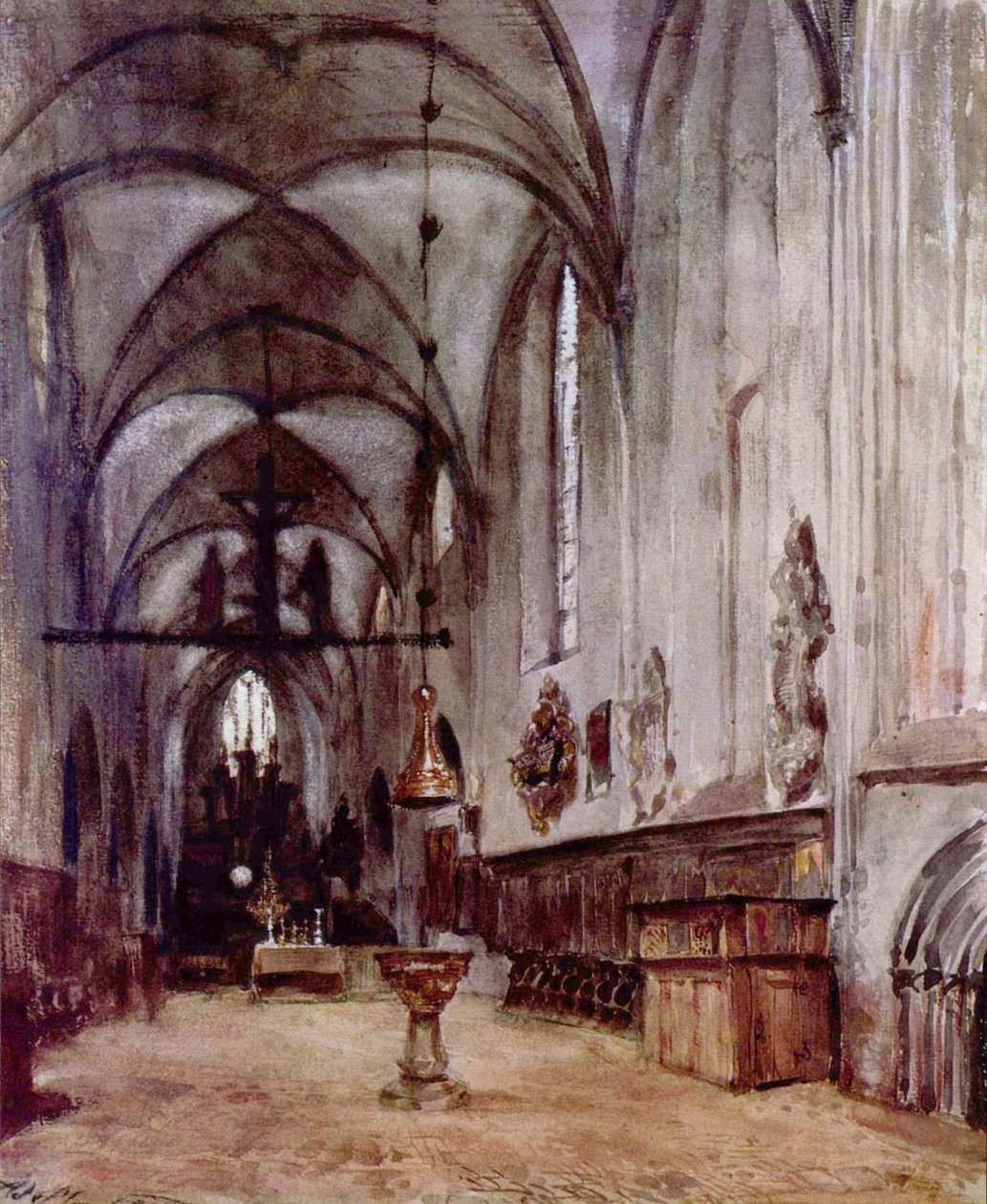 Coro da antiga igreja do mosteiro em Berlim de Adolph Menzel