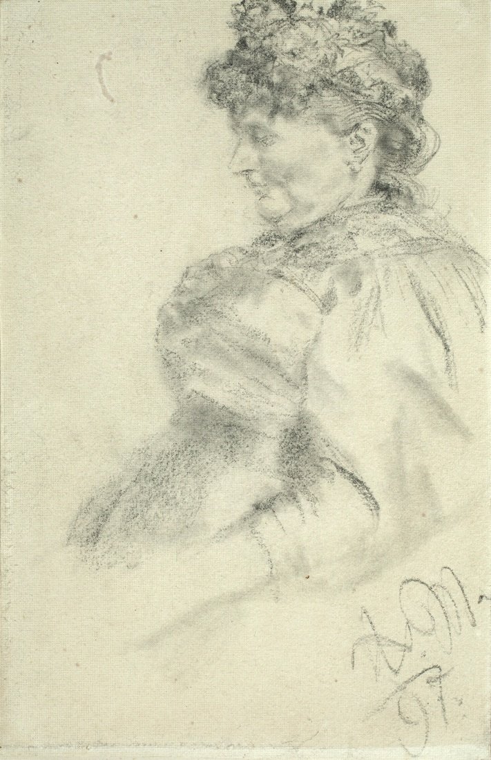 Lady no perfil para a esquerda de Adolph Menzel