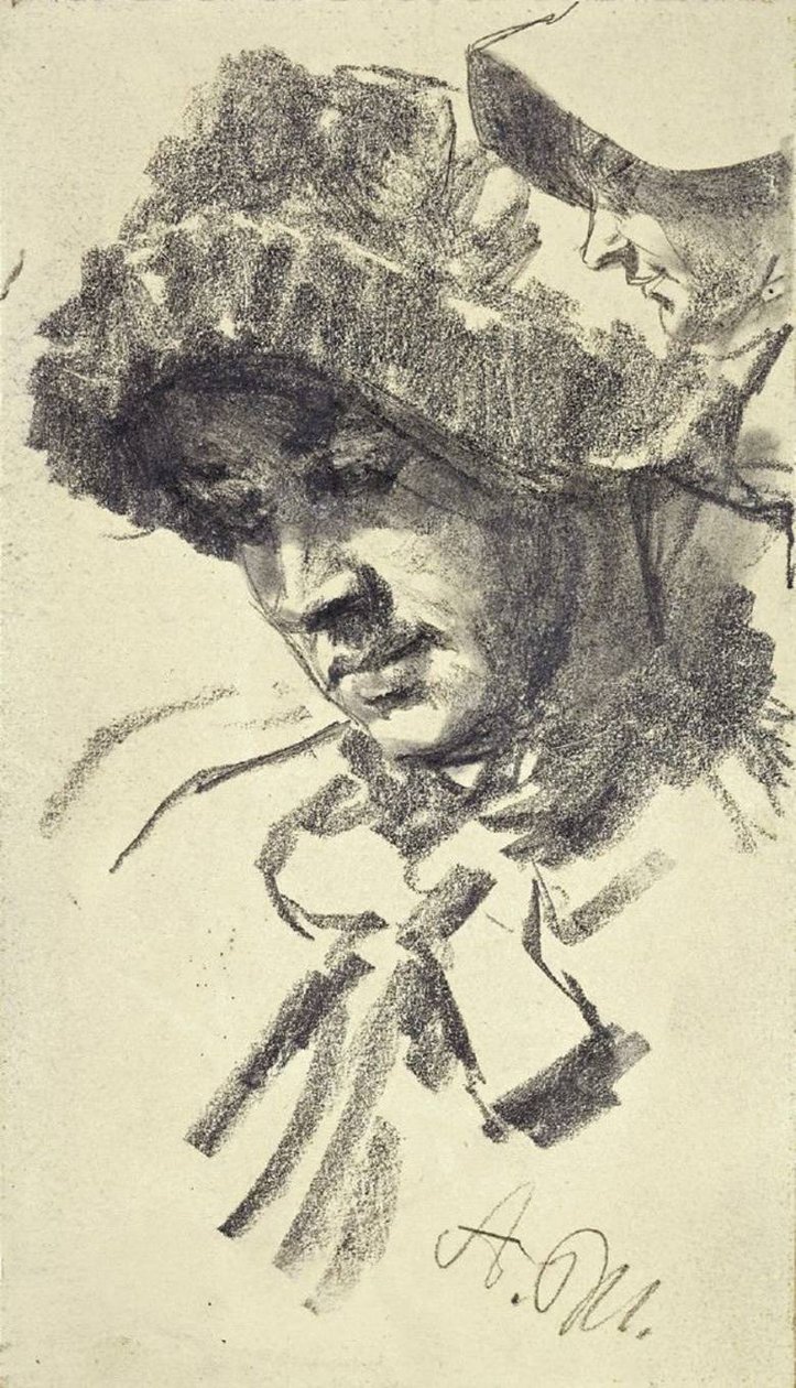Mulher, com, chapéu de Adolph Menzel