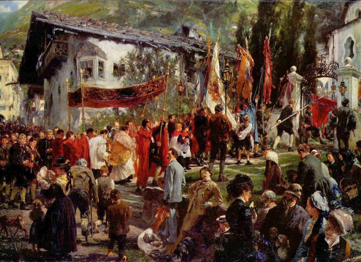Procissão de Corpus Christi em Hofgastein de Adolph Menzel