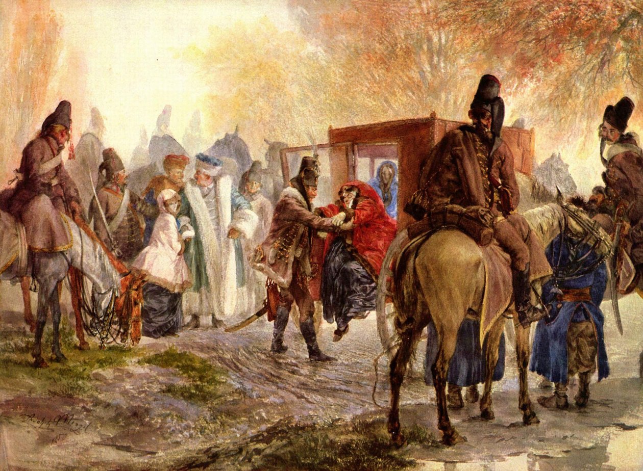 Hussardos criam uma família polonesa de Adolph Menzel
