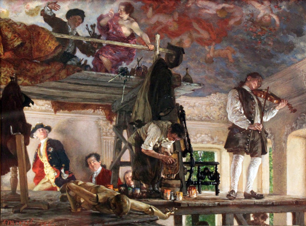 O príncipe herdeiro Friedrich visita o pintor Pesne de Adolph Menzel