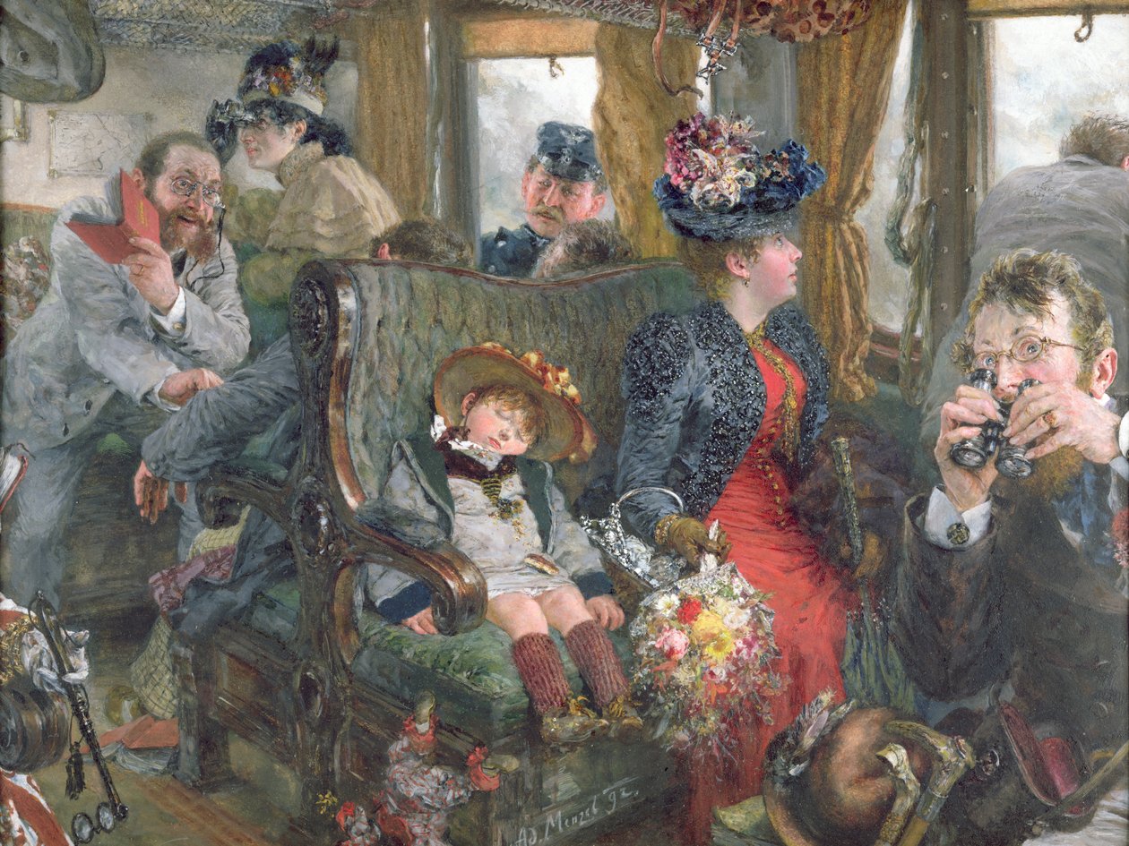 Em uma jornada para o campo bonito, 1892 de Adolph Menzel
