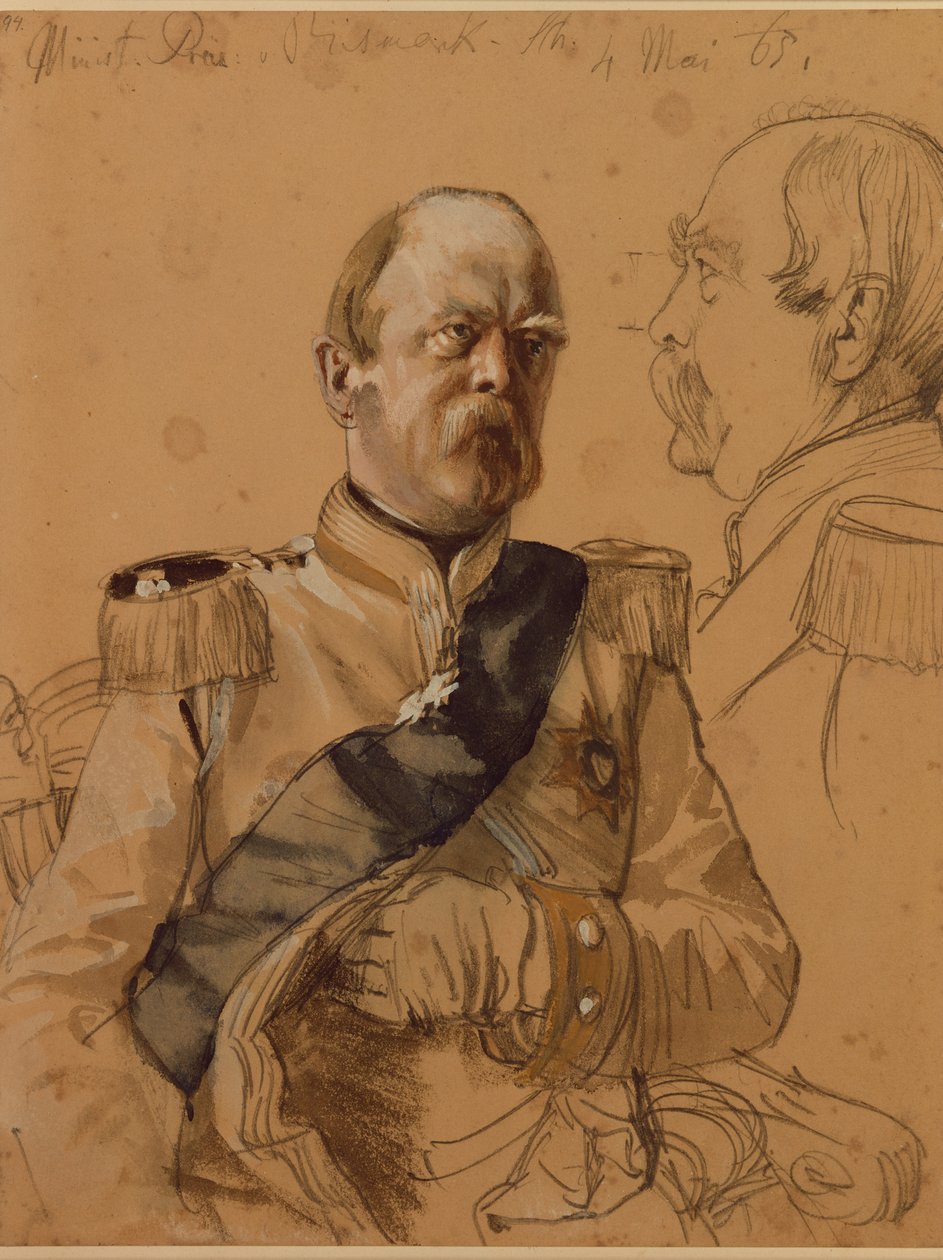 Príncipe Otto von Bismarck, 1865 (lápis e papel) de Adolph Menzel