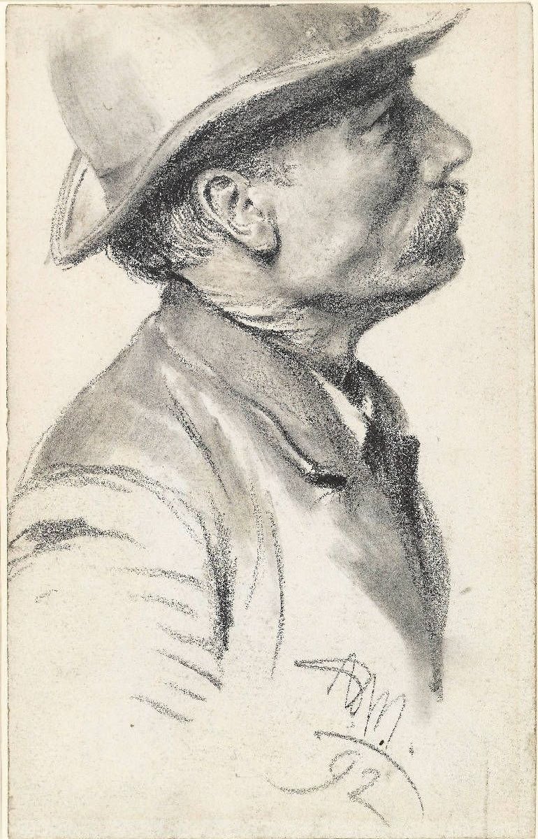 Homem de bigode com chapéu de Adolph Menzel