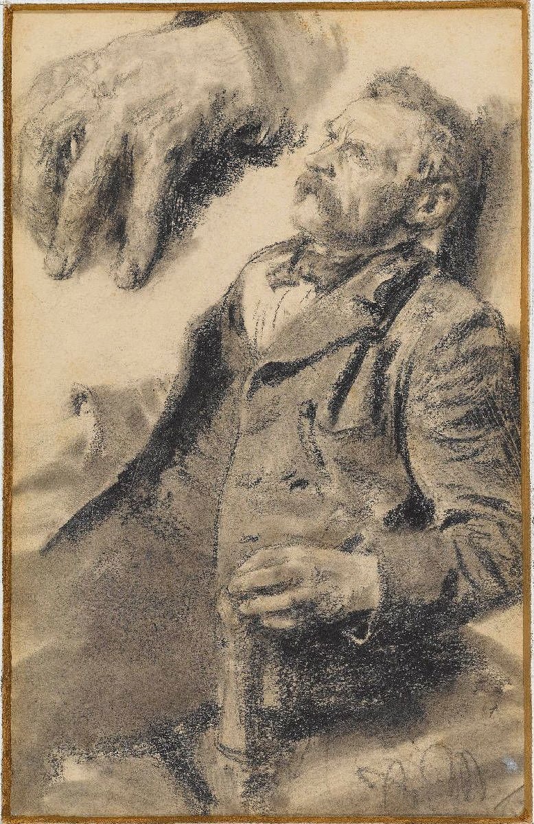 Estudo de um homem sentado, deixado acima do estudo da esquerda de Adolph Menzel