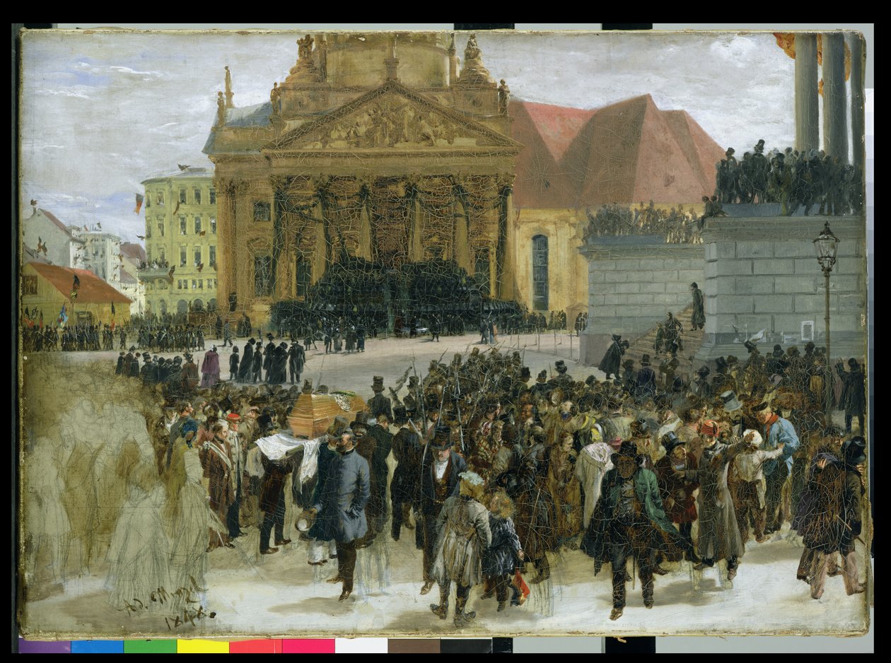 Vítimas da Revolução de Março em Berlim, no estado de 1848 de Adolph Menzel