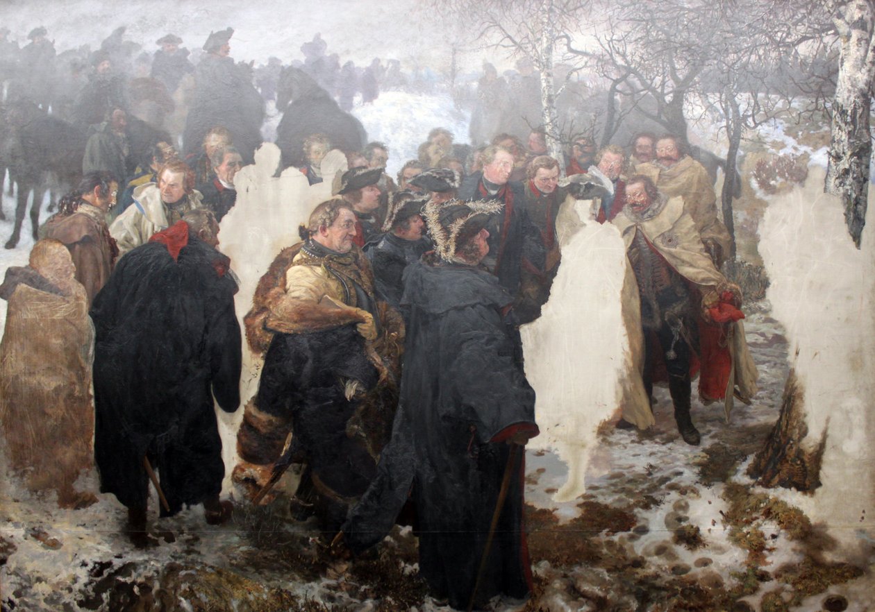 Discurso de Frederico, o Grande, aos seus generais antes da batalha de Leuthen 1757 de Adolph Menzel