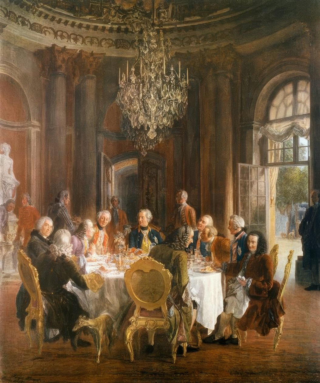 Mesa-redonda do rei Frederico II em Sanssouci de Adolph Menzel