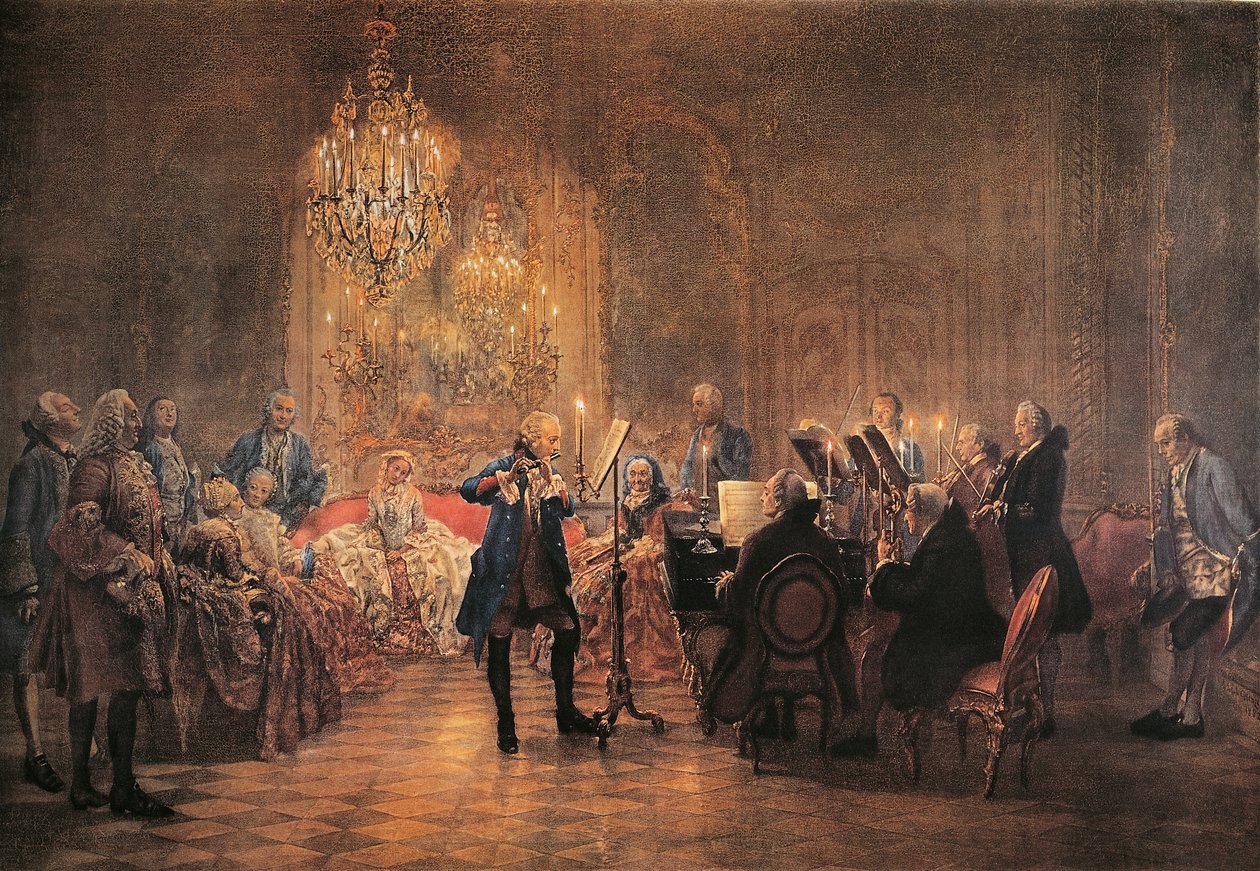 Concerto para flauta com Frederico o Grande em Sanssouci de Adolph Menzel