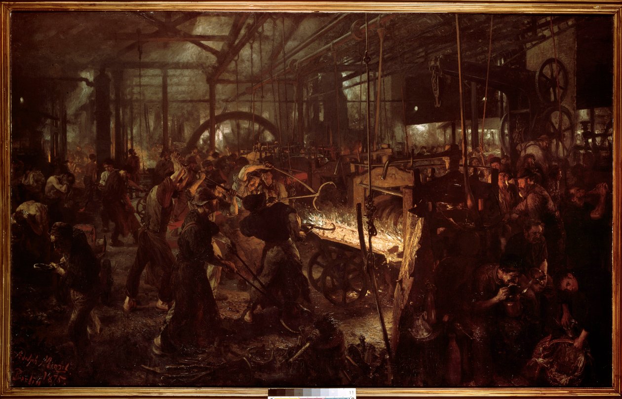 Metalurgia: "O laminador, trabalho na forja" Pintura de Adolf Menzel (1815-1905) de Adolph Menzel