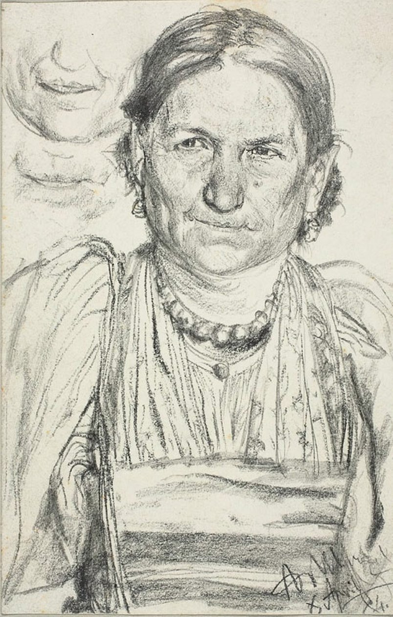 Retrato de uma mulher camponesa de Adolph Menzel