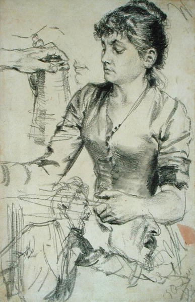 Estudo para a Contribuição (lápis com papel) de Adolph Menzel