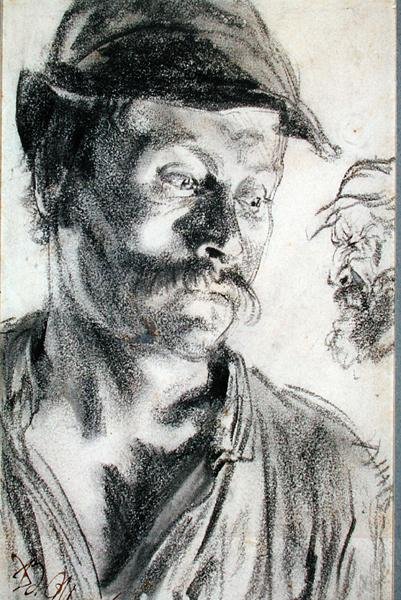 Estudo para os Ironmongers (carvão no papel) de Adolph Menzel