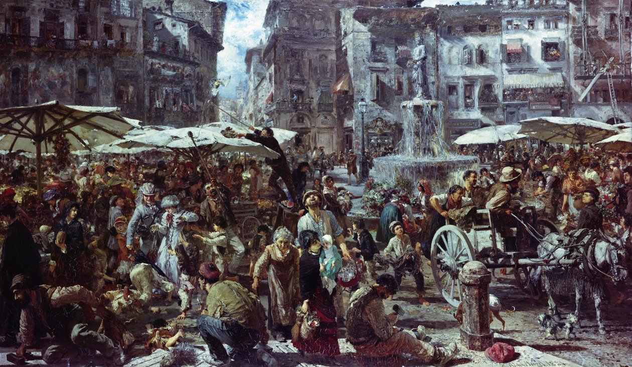 O Mercado de Verona de Adolph Menzel