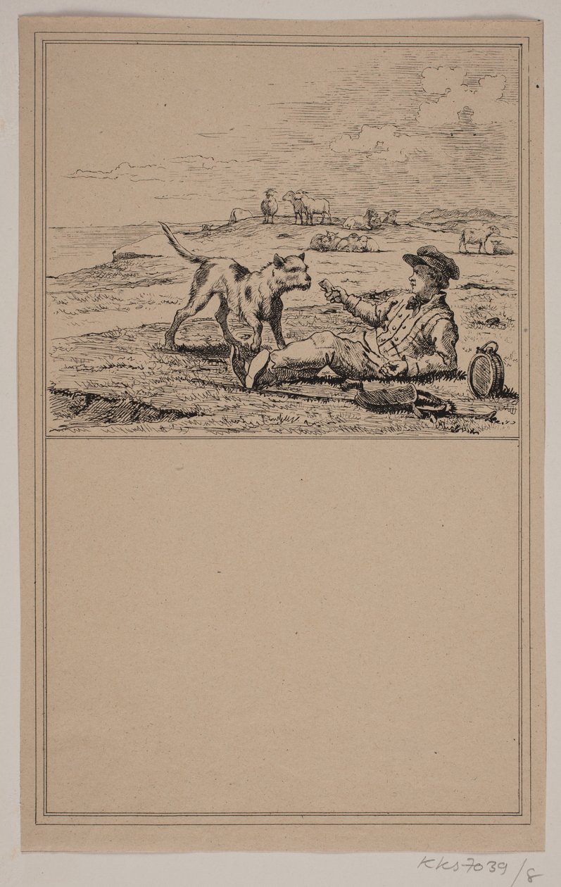 O pastor e o cão. Não. 7 em Cr. Winther e M. Rørbye, "25 fotos para crianças pequenas" de Johan Adolph Kittendorff