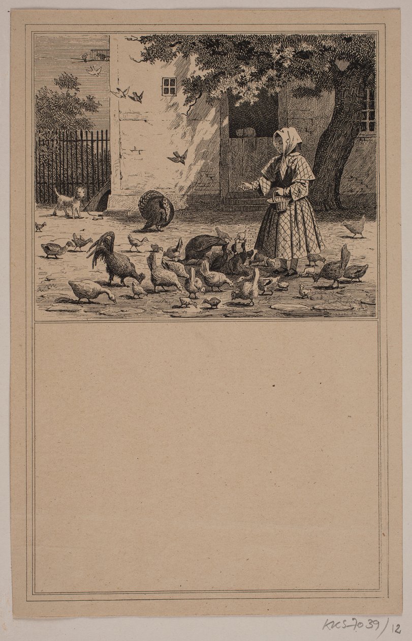 No galinheiro. Não. 11 em Cr. Winther e M. Rørbye, "25 fotos para crianças pequenas" de Johan Adolph Kittendorff